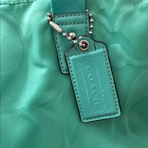 Coach Teal Signature Jacquard Tote - Picture 6 of 9
